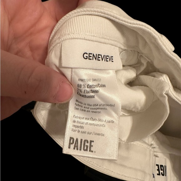 Paige Genevieve High Rise Wide Leg Flare Denim Jeans Crisp White - Picture 5 of 6